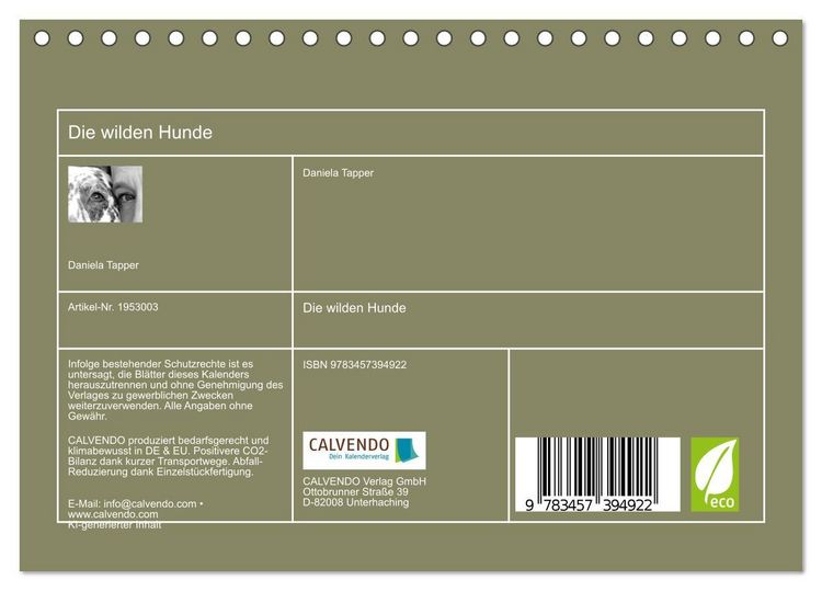 Produktbild: Die wilden Hunde (Tischkalender 2026 DIN A5 quer), CALVENDO Monatskalender