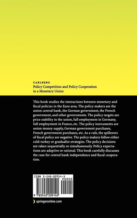 Produktbild: Policy Competition and Policy Cooperation in a Monetary Union