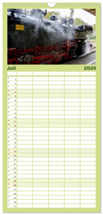 Produktbild: Familienplaner 2026 - Dampflok auf Usedom mit 5 Spalten (Wandkalender, 21 x 45 cm) CALVENDO