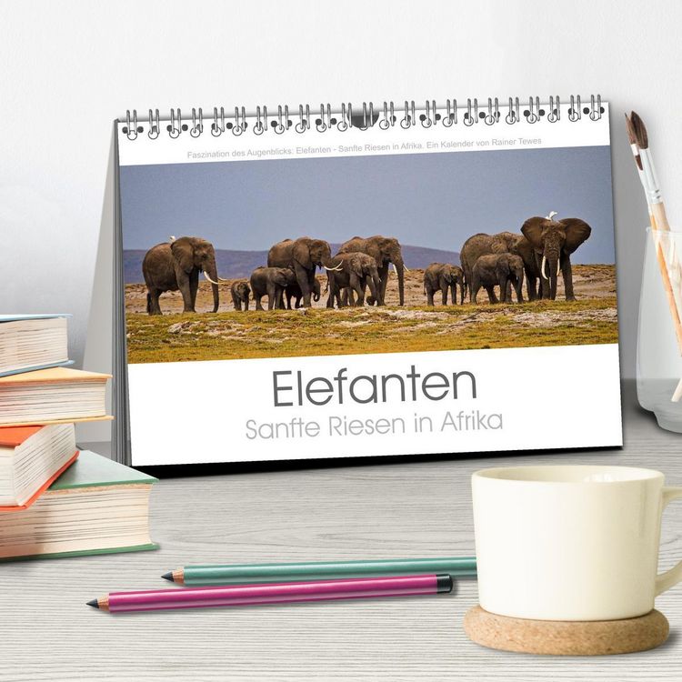 Produktbild: Elefanten - Sanfte Riesen in Afrika (Tischkalender 2026 DIN A5 quer), CALVENDO Monatskalender