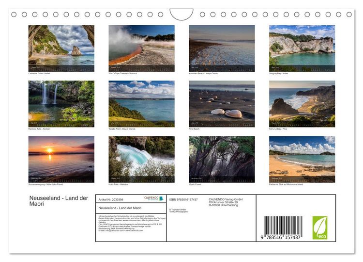 Produktbild: Neuseeland - Land der Maori (Wandkalender 2026 DIN A4 quer), CALVENDO Monatskalender