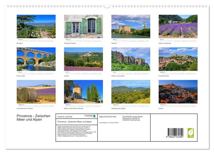 Produktbild: Provence - Zwischen Meer und Alpen (hochwertiger Premium Wandkalender 2026 DIN A2 quer), Kunstdruck in Hochglanz