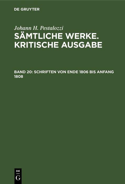 Produktbild: Schriften von Ende 1806 bis Anfang 1808