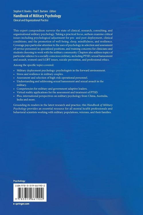 Produktbild: Handbook of Military Psychology