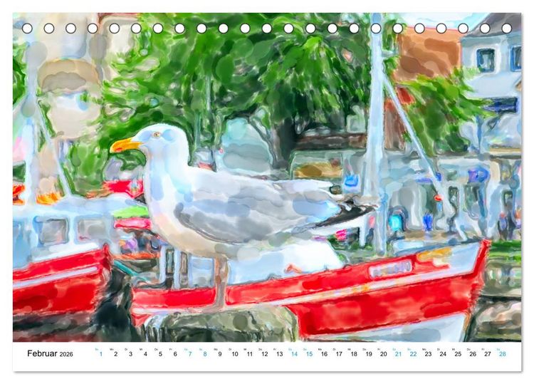 Produktbild: Warnem&uuml;nde - Die Ostseestadt illustriert in Aquarell (Tischkalender 2026 DIN A5 quer), CALVENDO Monatskalender