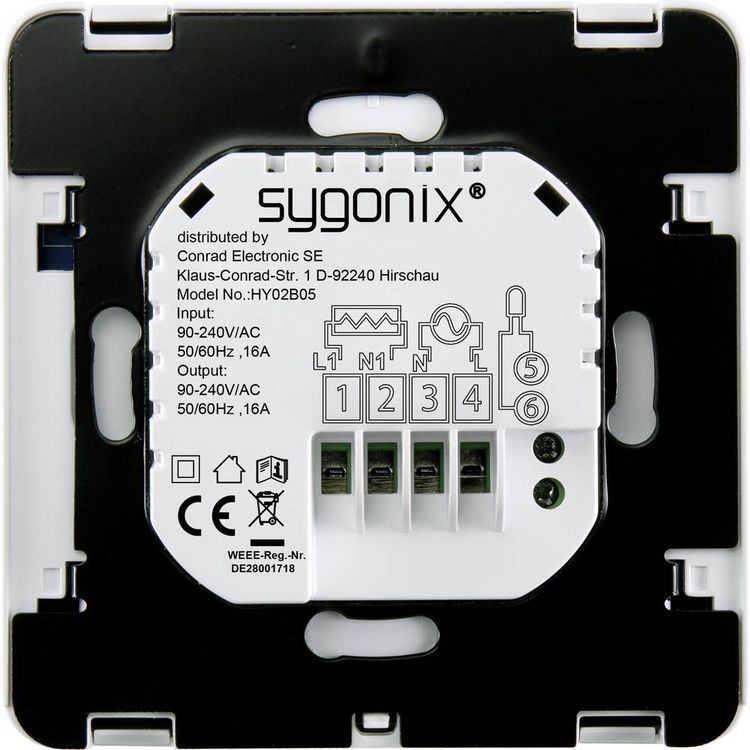 Produktbild: Sygonix SY-4500818 Raumthermostat Unterputz Wochenprogramm 1St.