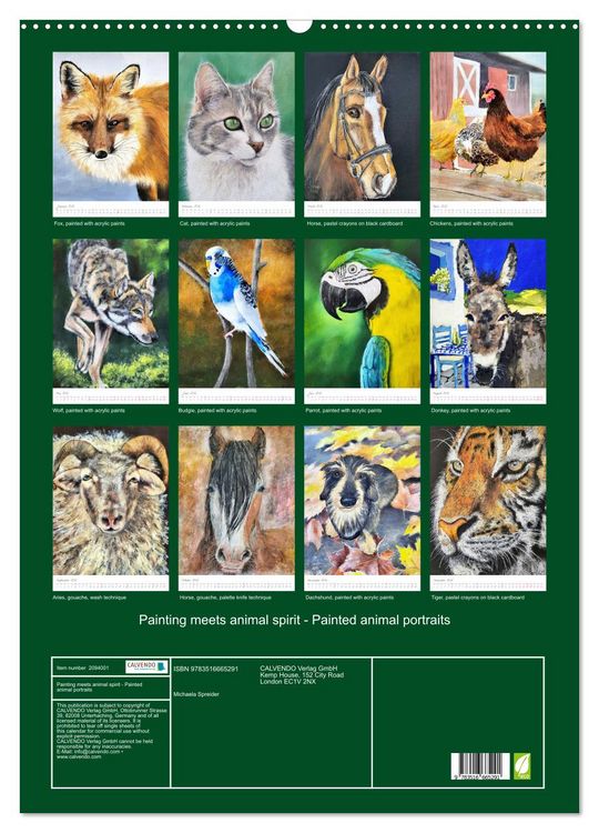 Produktbild: Painting meets animal spirit - Painted animal portraits (Wall Calendar 2026 DIN A2 portrait), CALVENDO 12 Month Wall Calendar