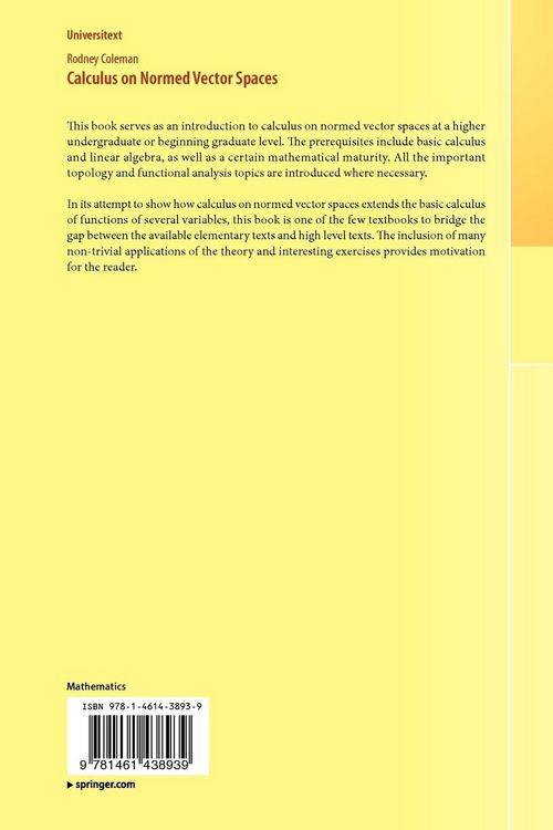 Produktbild: Calculus on Normed Vector Spaces