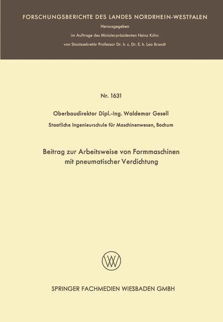 Produktbild: Beitrag zur Arbeitsweise von Formmaschinen mit pneumatischer Verdichtung