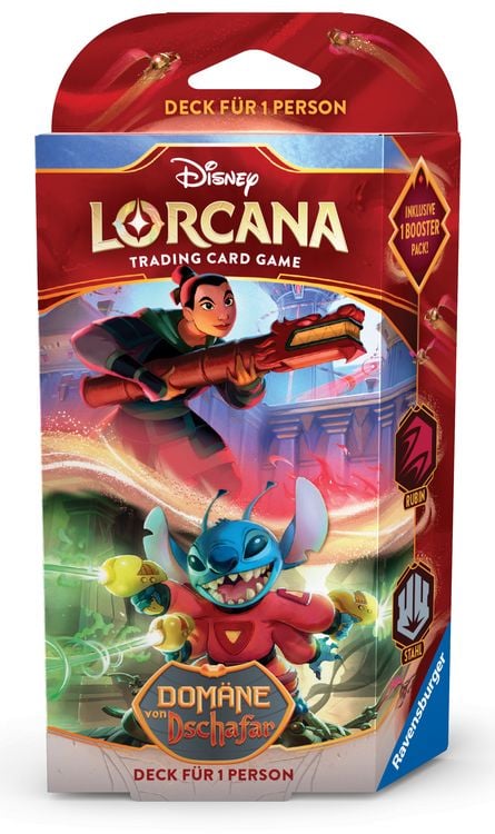 Produktbild: Disney Lorcana TCG: Dom&auml;ne von Dschafar - Rubin und Stahl Deck f&uuml;r 1 Person (Deutsch)