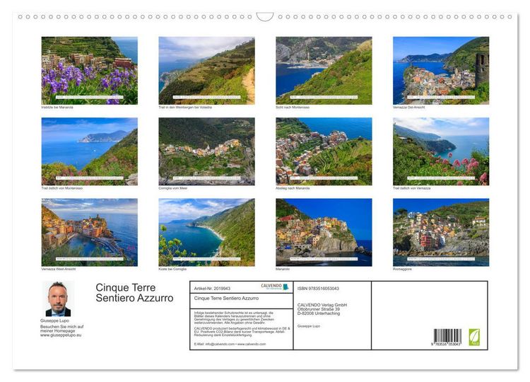 Produktbild: Cinque Terre Sentiero Azzurro (Wandkalender 2026 DIN A2 quer), CALVENDO Monatskalender