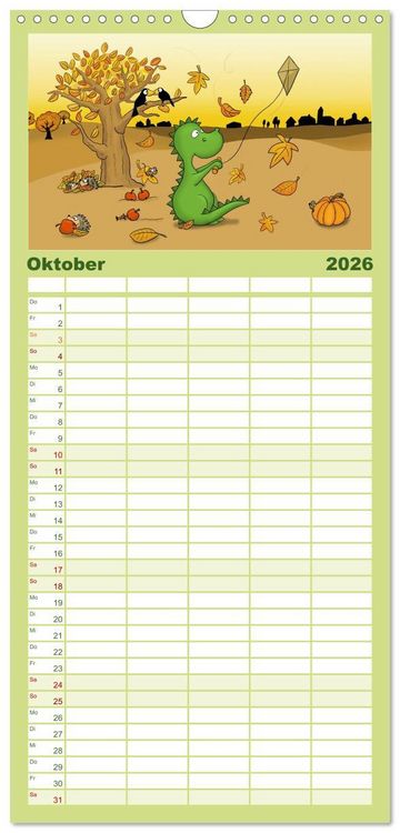 Produktbild: Familienplaner 2026 - Der kleine Drache mit 5 Spalten (Wandkalender, 21 x 45 cm) CALVENDO