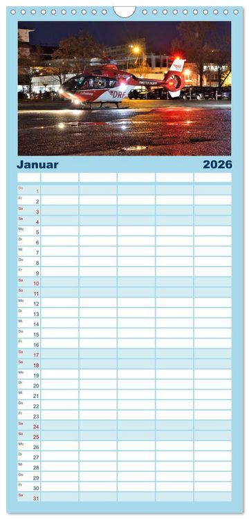 Produktbild: Familienplaner 2026 - Die beeindruckende Welt der Hubschrauber mit 5 Spalten (Wandkalender, 21 x 45 cm) CALVENDO
