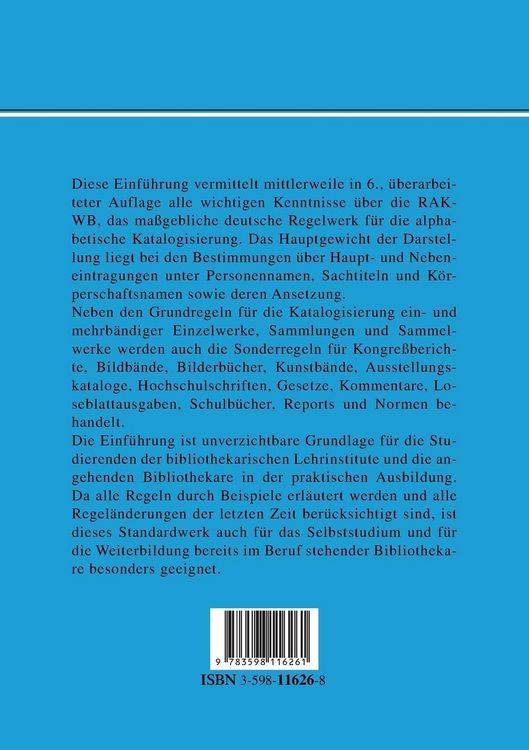 Produktbild: Katalogisierung nach den RAK-WB
