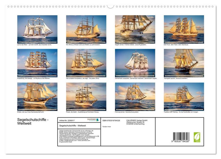 Produktbild: Segelschulschiffe - Weltweit (hochwertiger Premium Wandkalender 2027 DIN A2 quer), Kunstdruck in Hochglanz