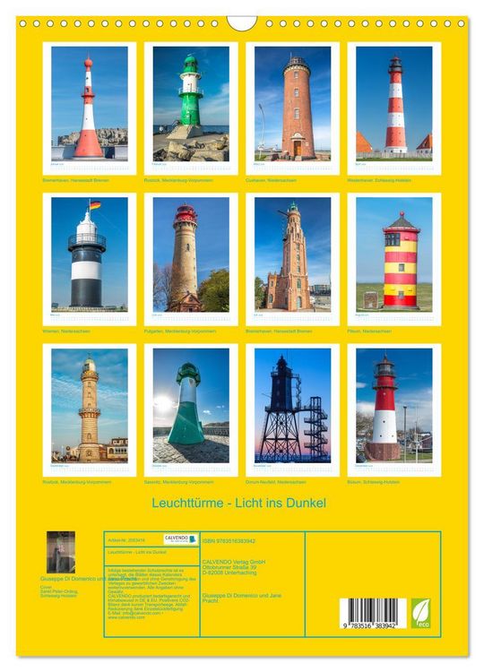 Produktbild: Leuchtt&uuml;rme - Licht ins Dunkel (Wandkalender 2026 DIN A3 hoch), CALVENDO Monatskalender