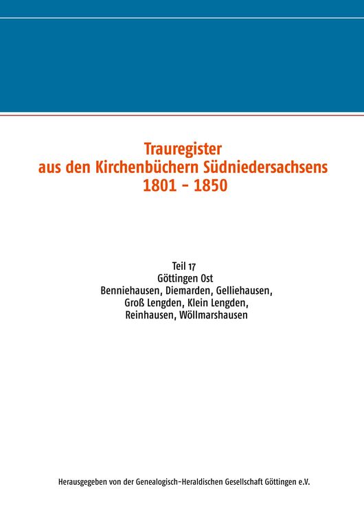 Produktbild: Trauregister aus Kirchenb&uuml;chern S&uuml;dniedersachsens 1801 - 1850