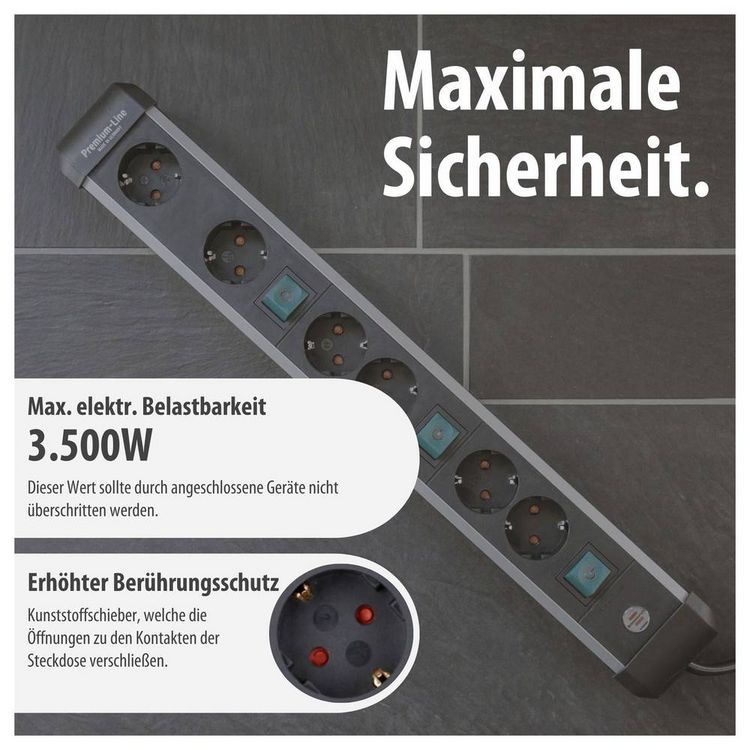 Produktbild: Brennenstuhl 1391030601 Steckdosenleiste mit Schalter Silber-Schwarz Schutzkontakt 1 St.