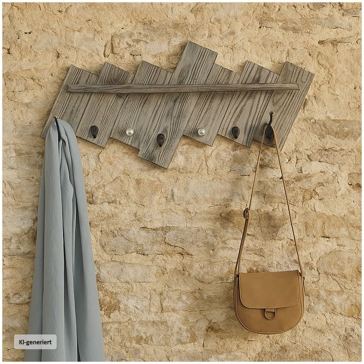 Produktbild: HTI-Living Rustikale Wandgarderobe aus Holz im Vintage-Design