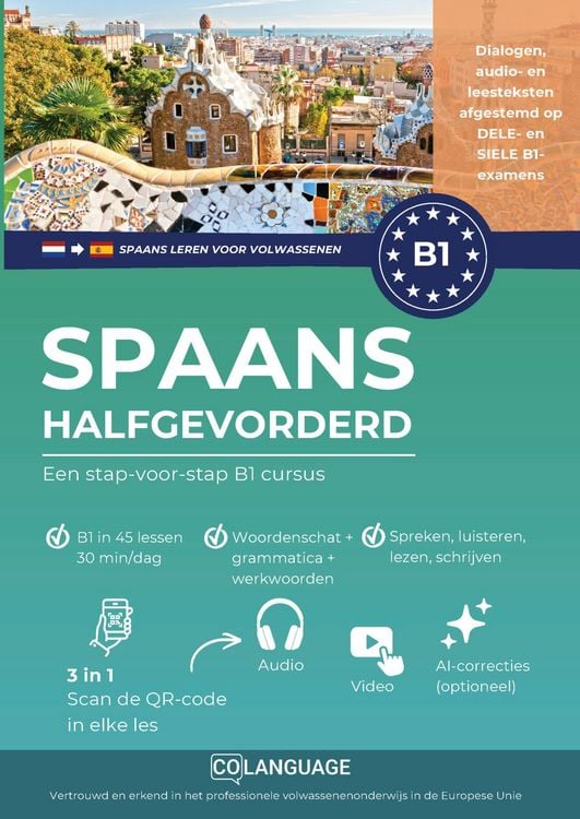 Produktbild: Spaans leren B1 halfgevorderd. Een stap-voor-stap B1 cursus