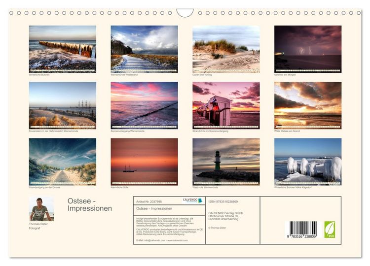 Produktbild: Ostsee - Impressionen (Wandkalender 2026 DIN A3 quer), CALVENDO Monatskalender