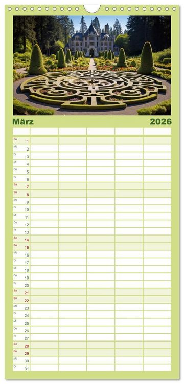 Produktbild: Familienplaner 2026 - Irrg&auml;rten und Labyrinthe mit 5 Spalten (Wandkalender, 21 x 45 cm) CALVENDO