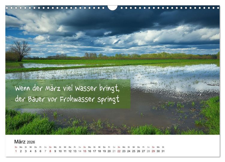 Produktbild: Bauernregeln Kalender - Rhythmus der Jahreszeiten (Wandkalender 2026 DIN A3 quer), CALVENDO Monatskalender