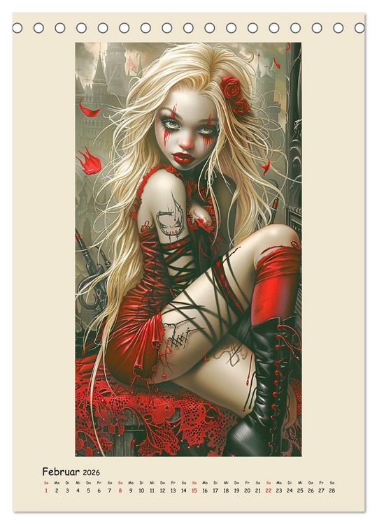 Produktbild: Gothic-Girls. Bizzare Comic-Art (Tischkalender 2026 DIN A5 hoch), CALVENDO Monatskalender