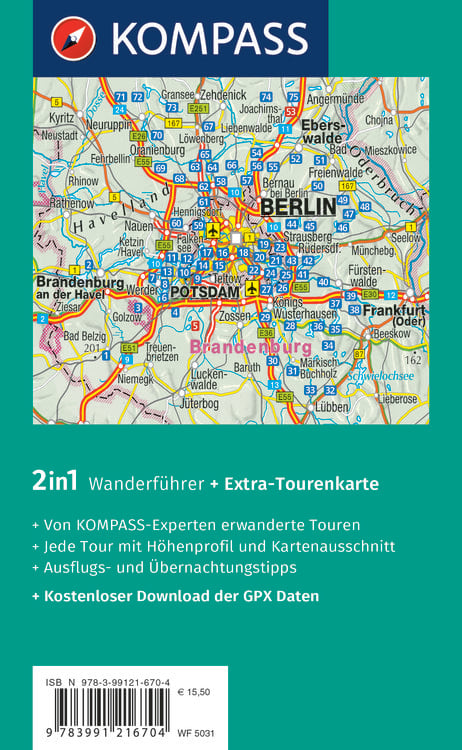Produktbild: KOMPASS Wanderf&uuml;hrer Berlin-Brandenburg, 75 Touren mit Extra-Tourenkarte