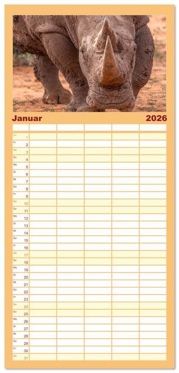 Produktbild: Familienplaner 2026 - Action in der Savanne mit 5 Spalten (Wandkalender, 21 x 45 cm) CALVENDO