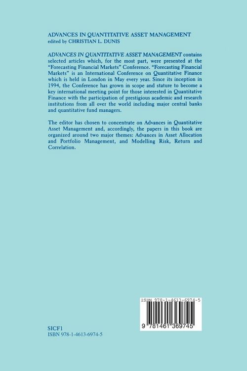 Produktbild: Advances in Quantitative Asset Management