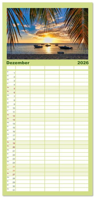 Produktbild: Familienplaner 2026 - Mauritius - Sch&ouml;nheit im Indischen Ozean mit 5 Spalten (Wandkalender, 21 x 45 cm) CALVENDO