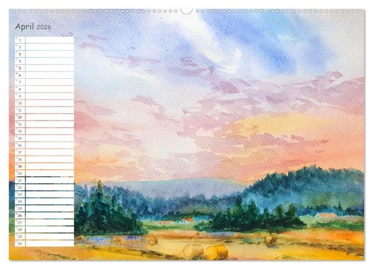Produktbild: Gemalte Herbsttr&auml;ume - Eine malerische Reise in bunte Herbstlandschaften (hochwertiger Premium Wandkalender 2026 DIN A2 quer), Kunstdruck in Hochglanz