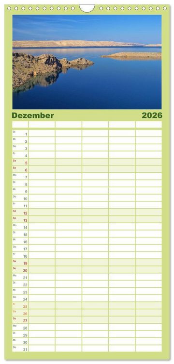 Produktbild: Familienplaner 2026 - Kvarner Golf - Kroatien mit 5 Spalten (Wandkalender, 21 x 45 cm) CALVENDO