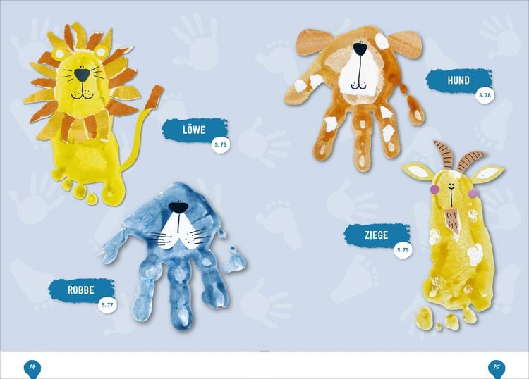 Produktbild: Kleine H&auml;nde, kleine F&uuml;&szlig;e: Kunterbunte Basteleien mit Hand- und Fu&szlig;abdr&uuml;cken.