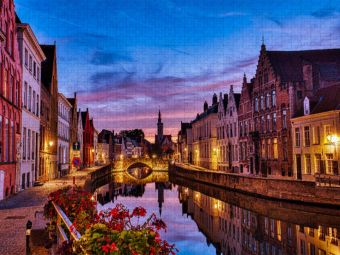 Produktbild: CALVENDO Puzzle Ein Motiv aus dem Kalender Br&uuml;gge und Gent im Zwielicht | 1000 Teile Lege-Gr&ouml;&szlig;e 64x48cm Foto-Puzzle f&uuml;r gl&uuml;ckliche Stunden