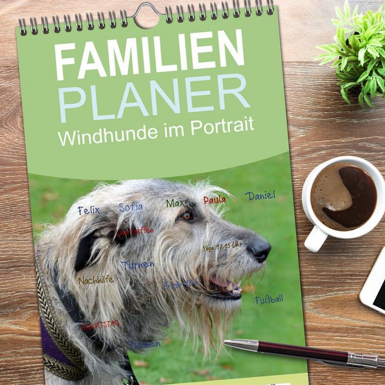 Produktbild: Familienplaner 2026 - Windhunde im Portrait mit 5 Spalten (Wandkalender, 21 x 45 cm) CALVENDO