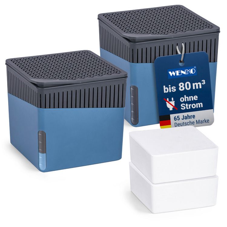 Produktbild: Raumentfeuchter Mod. Cube Blau 1000 g, 2er Set, beugt Schimmel und Ger&uuml;chen vor