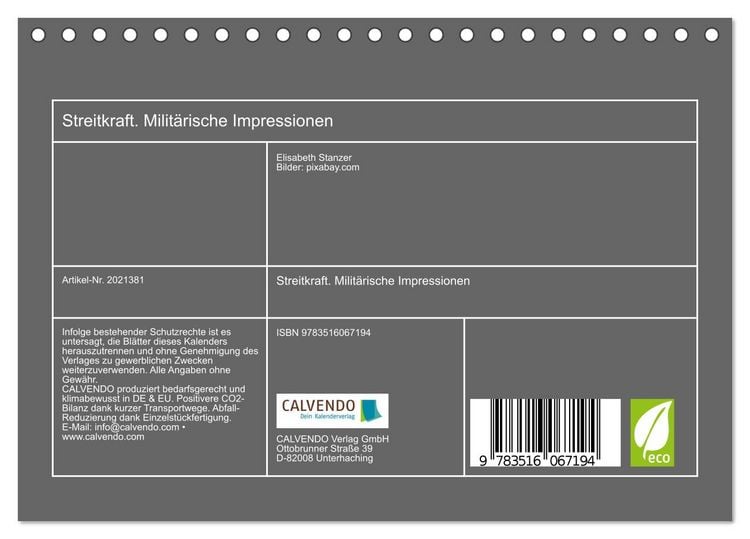 Produktbild: Streitkraft. Milit&auml;rische Impressionen (Tischkalender 2026 DIN A5 quer), CALVENDO Monatskalender