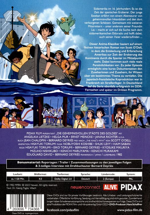 Produktbild: Die geheimnisvollen St&auml;dte des Goldes - Komplettbox / Die komplette 39-teilige Animeserie (Pidax Animation) [6 DVDs]