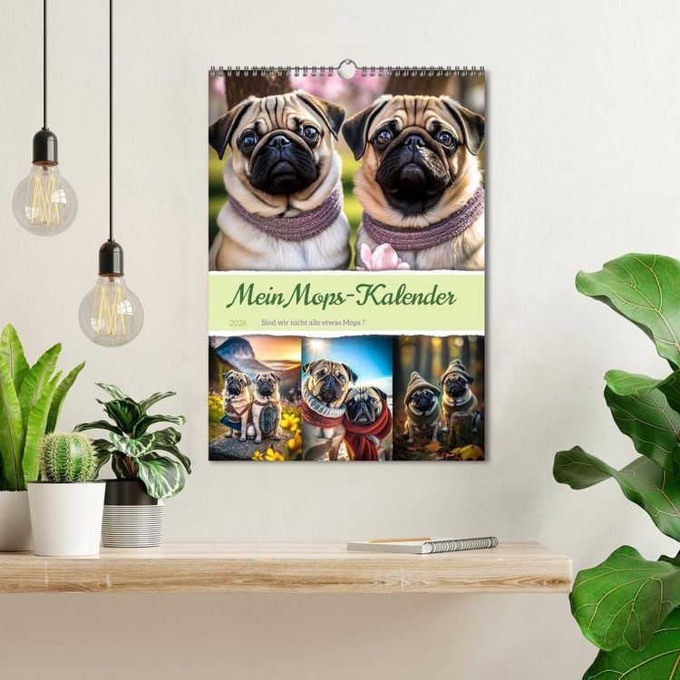 Produktbild: Mein Mops-Kalender (Wandkalender 2026 DIN A3 hoch), CALVENDO Monatskalender