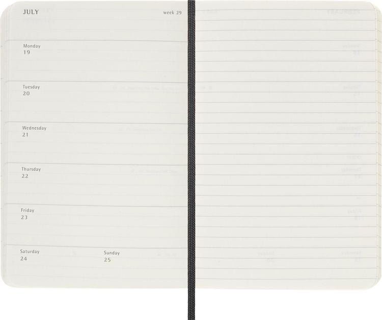 Produktbild: Moleskine 18 Monate Wochenkalender 2026/2027, P/A6, 1 Wo = 1 Seite, Rechts Linierte Seite, Weicher Einband, Schwarz