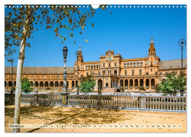 Produktbild: La belle Andalousie: S&eacute;ville - M&aacute;laga - Grenade - Ronda - Antequera (Calendrier mural 2026 DIN A3 vertical), CALVENDO calendrier mensuel