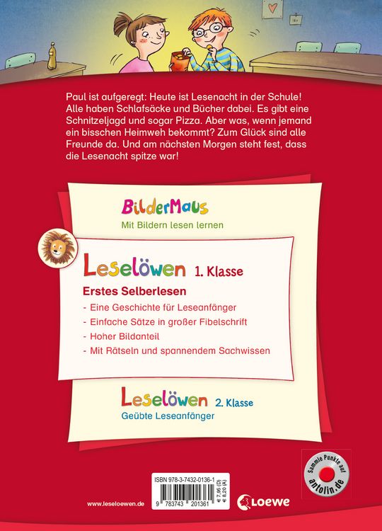 Produktbild: Lesel&ouml;wen 1. Klasse - Lesenacht im Klassenzimmer
