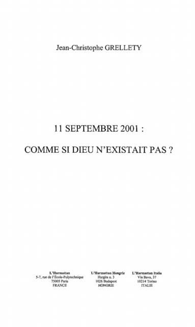 Produktbild: 11 septembre 2001 comme si dieu n'exista