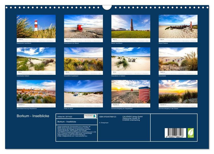 Produktbild: Borkum - Inselblicke (Wandkalender 2026 DIN A3 quer), CALVENDO Monatskalender