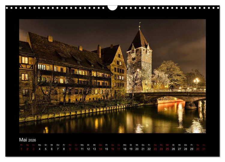 Produktbild: N&uuml;rnberg - Die Altstadt bei Nacht (Wandkalender 2026 DIN A3 quer), CALVENDO Monatskalender