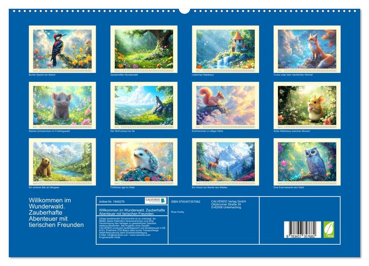 Produktbild: Willkommen im Wunderwald. Zauberhafte Abenteuer mit tierischen Freunden (hochwertiger Premium Wandkalender 2026 DIN A2 quer), Kunstdruck in Hochglanz