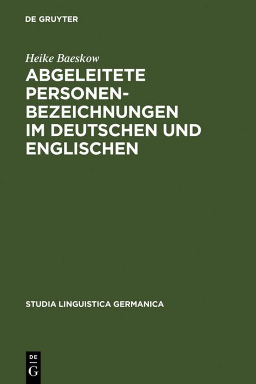Produktbild: Abgeleitete Personenbezeichnungen im Deutschen und Englischen