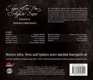 Produktbild: Die geimnisvollen F&auml;lle von Edgar Allan Poe und Auguste Dupin - Der Blutbrunnen,1 Audio-CD